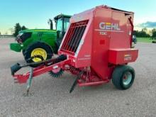 Gehl 1475 round baler, 4'x5' bale, High Moisture, crowding wheels, deluxe monitor, twine tie, 540