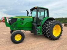 2016 John Deere 6155M tractor, CHA, 460/85R38 axle duals, 16-spd Power Quad trans w/LHR, 3-hyds,