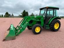 2012 John Deere 5083E tractor, CHA, MFD, John Deere H260 loader, 19.5L-24 rear tires, PowrReverser