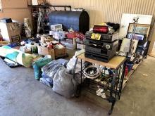 MISC. LOT OF HOUSEHOLD ITEMS, ELECTRONICS, POSTCARDS