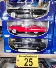 BID PRICE X 3 - (3) MOTORMAX 1:18 SCALE DIECAST COLLECTIBLE CARS