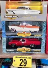 BID PRICE X 3 - (3) ERTL AMERICAN MUSCLE 1:18 SCALE DIECAST COLLECTIBLE CARS