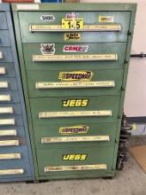 6-DRAWER METAL PARTS CABINET & CONTENTS, 30"W X 28"D X 5'H