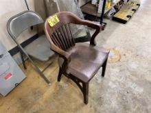 LOT: LIBRARY CHAIR & METAL FOLDING CHAIR