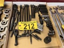 LOT OF ASSORTED SNAP-ON WRENCHES, IMPACT SOCKETS & RATCHET EXTENSIONS