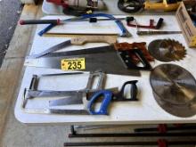 LOT OF ASSORTED HAND SAWS & SAW BLADES