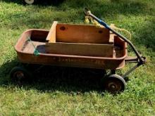 Antique Junior 8X Wagon and Wooden Box