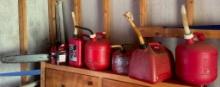 Gas Cans and Cabinet Lot