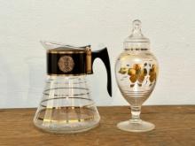 Hand-Painted Apothecary Jar and Coffee Server