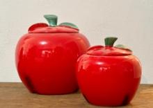 Vintage Large Red Ceramic Apple Cookie Jars