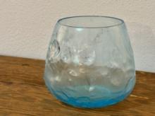 Blue Art Glass Modern Irregular Design Vase