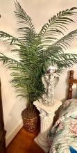 Plaster Column with Statue and Plant