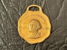 George Washington 1732-1932 Anniversary Gold Metal Watch Fob