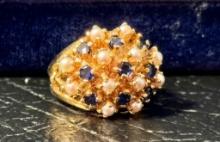 Lovely 10K Yellow Gold Ladies Cluster Ring