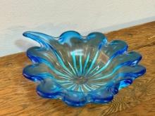 MCM Blue Art Glass Orb Bowl