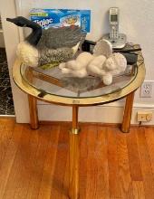 Half Round Glass and Brass Table and More