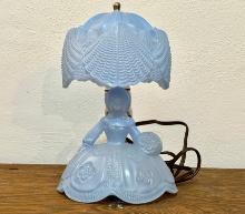 L. E. Smith (probably) Blue Southern Belle Lamp