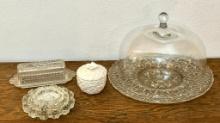 Glass Cake Plate and Cover and More