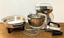 Vintage Hamilton Beach Stand Mixer with Stainless Bowls and a Dormey Mixer, Miss Electra Table Chef