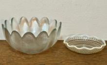 Blenko Scalloped Glass Bowl and  Fluted Glass Dish