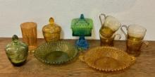 Lot of Colored Glass Items