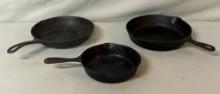 Lot of Three Cast Iron Skillets