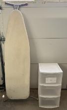 Ironing Board and Three Drawer Plastic Storage Box