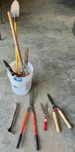 Bucket Containing Yard Tools