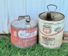 Lot Of 2 Vintage Metal Gas Cans