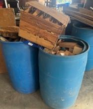 Pair Of Hard Plastic 50 Gal Barrels With Scrape Wood