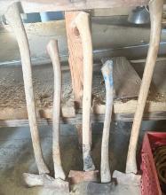 Lot Of 5 Wood Handle Axes