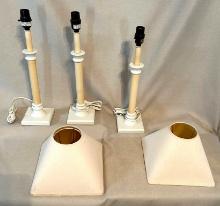 3 Wood Candlestick Style Matching Table lamps