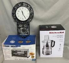 Kitchen Appliance Lot and Clock