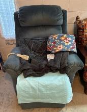 Vintage Blue Velour Electric Recliner