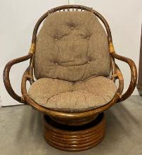 Vintage Bamboo Rattan Boho MCM Swivel Rocker