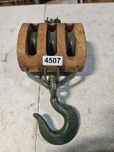 Vintage Block & Tackle Double Pulley