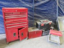 (4) Tool Boxes And Creeper Seat