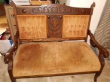 Carved Oak Antique Loveseat