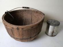 Primitive Basket with Wedding Breakfast Coffee Tin