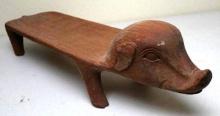 Folk Art Carved Wood Pig Tray