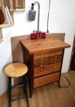 Metal Frame Cabinet with Home Made Wooden Drawers